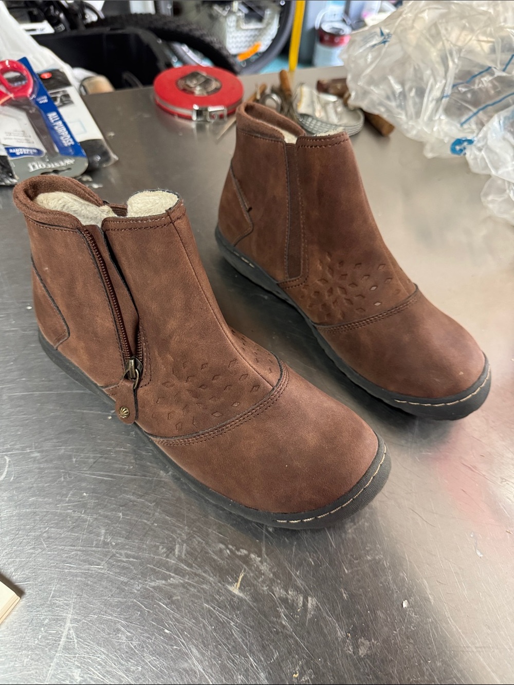 JBU Brown Suede Ankle Boots with Side Zip